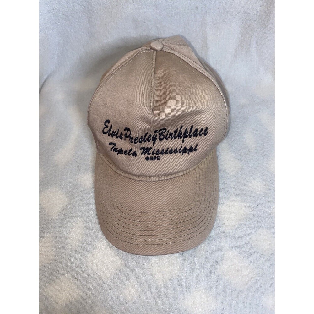 BIG Elvis Presley Birthplace Vintage cap Brown Lettering Words RN 91309